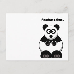 Carte Postale Drôle Pandamonium Panda Cartoon, Mignonne Pun Stre