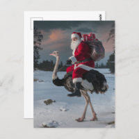 Drôle Père Noël et Ostrich