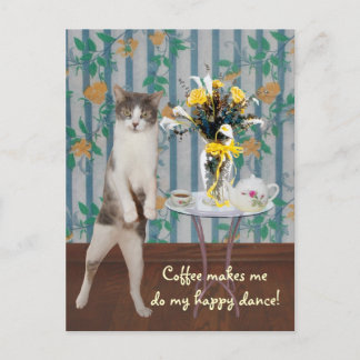 Carte Postale Drôle Personnalisable Café Chat/Kitty