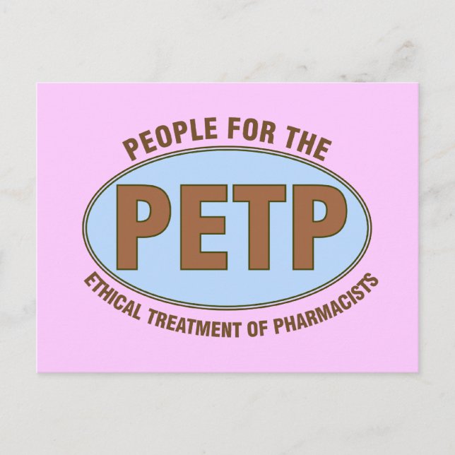Carte Postale Drôle pharmacien cadeaux unique "PETP" conception (Devant)