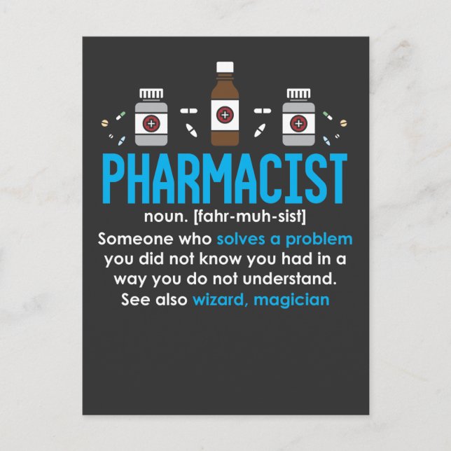 Carte Postale Drôle Pharmacien Définition Employé de la pharmaci (Devant)