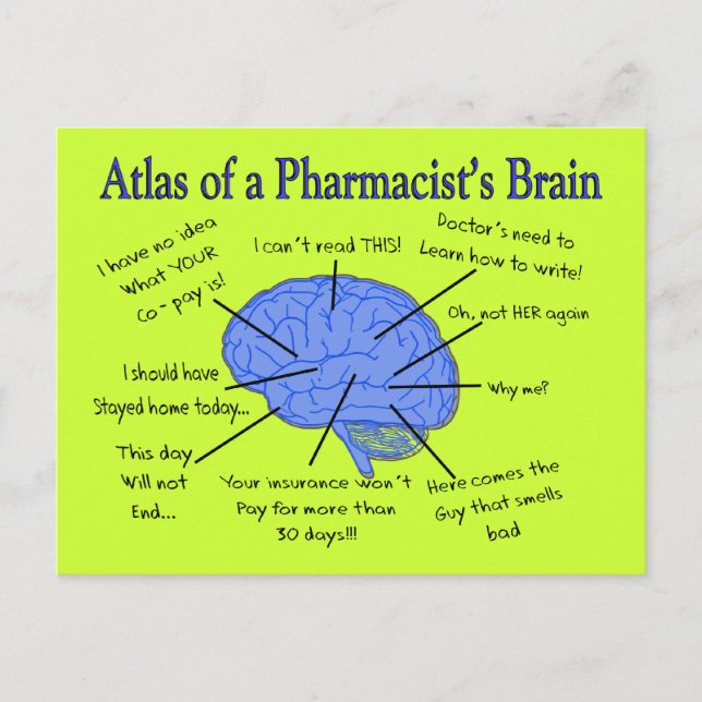 Carte Postale Drôle pharmacien des cadeaux de cerveau (Devant)