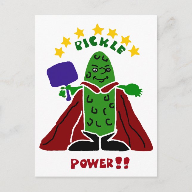 Carte Postale Drôle Pickleball Super Hero Pickle (Devant)