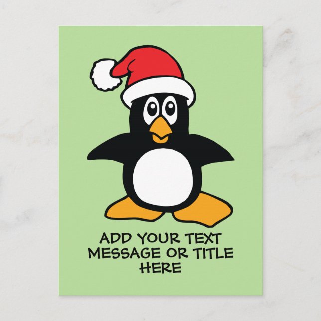 Carte Postale Drôle Pingouin de Noël Texte personnalisé (Devant)