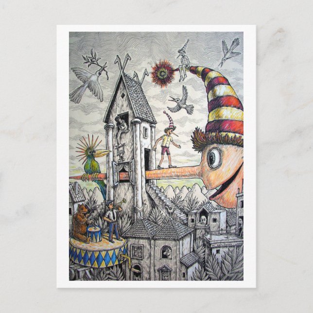 Carte Postale Drôle Pinocchio (Devant)
