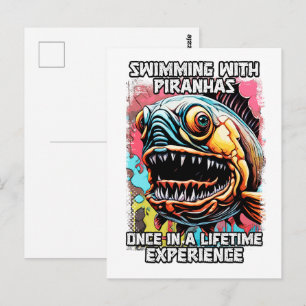 Carte Postale Drôle Piranha Dit Hilarious Swimming Joote Citatio
