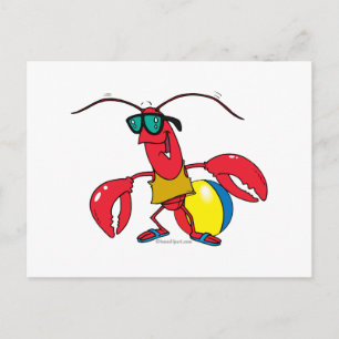 Carte Postale drôle plage aller homard dessin animé