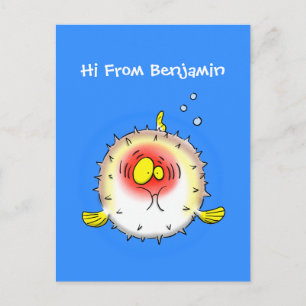 Carte Postale Drôle poisson poivron porc-épic caricature poisson