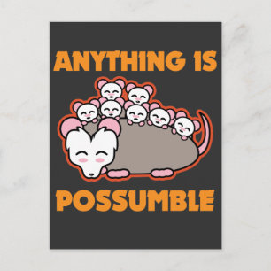 Carte Postale Drôle Possum Opossum Pun Tout Est Possumable