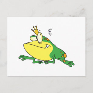 Carte Postale drôle prince grenouille yeux mouche dessin animal