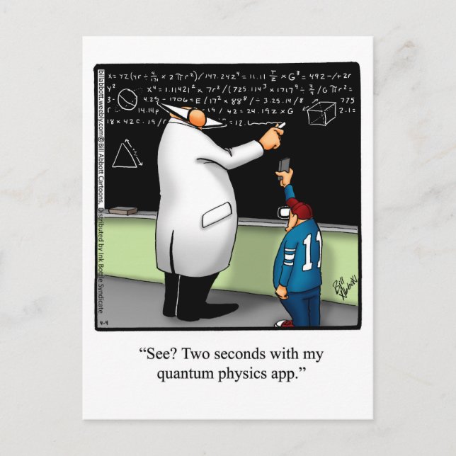 Carte postale drôle "Quantum Physic App" (Devant)