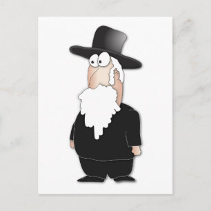 Carte Postale Drôle rabbin juif - dessin animé cool