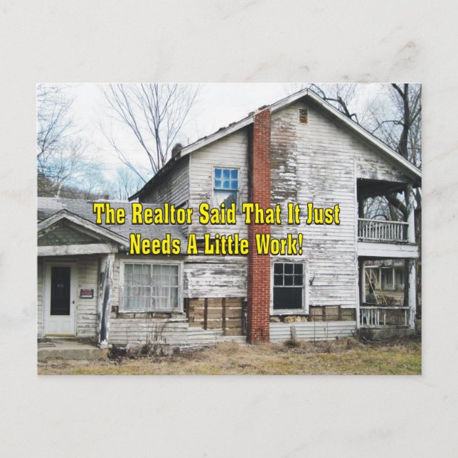 Carte Postale Drôle Realtor Dit Qu'Il A Besoin D'Un Petit Travai (Devant)