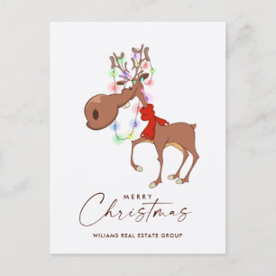Carte Postale Drôle Reindeer Joyeux Noël Accueil d'entreprise