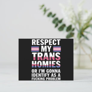 Carte Postale Drôle Respecte Mes Copains Trans Mois de la Fierté