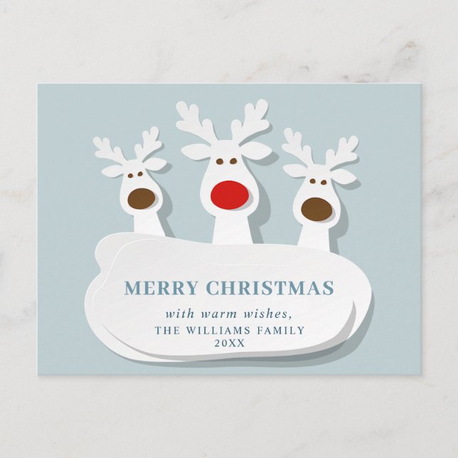 Carte Postale Drôle Rindeers Joyeux Noël de voeux vacances (Devant)