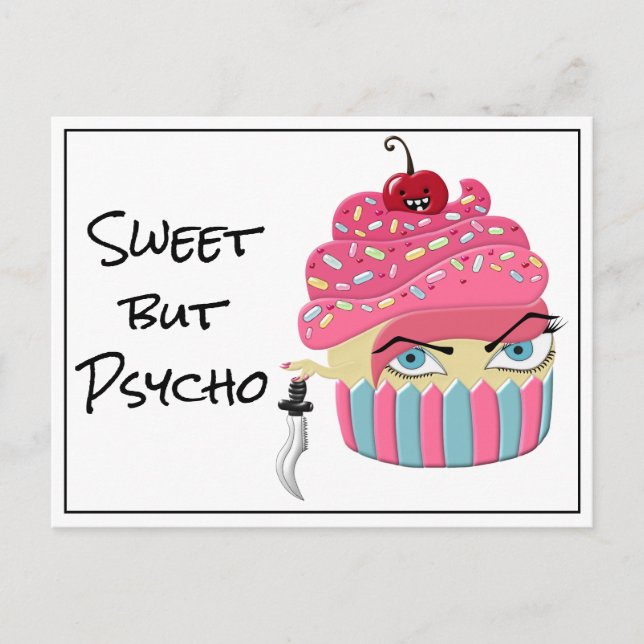 Carte Postale Drôle rose Kawaii Cupcake effrayant Halloween heur (Devant)