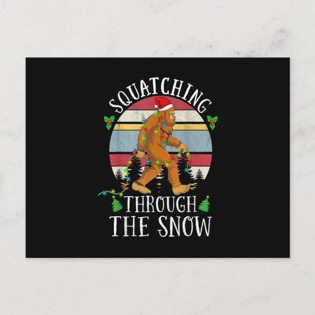 Carte Postale Drôle Sasquatch Noël Squatching Bigfoot Xmas (Devant)