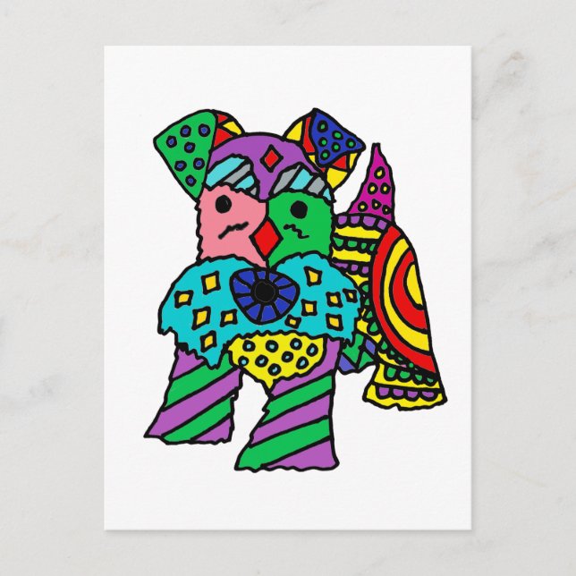 Carte Postale Drôle Schnauzer Chien de la miniature Art Abstrait (Devant)