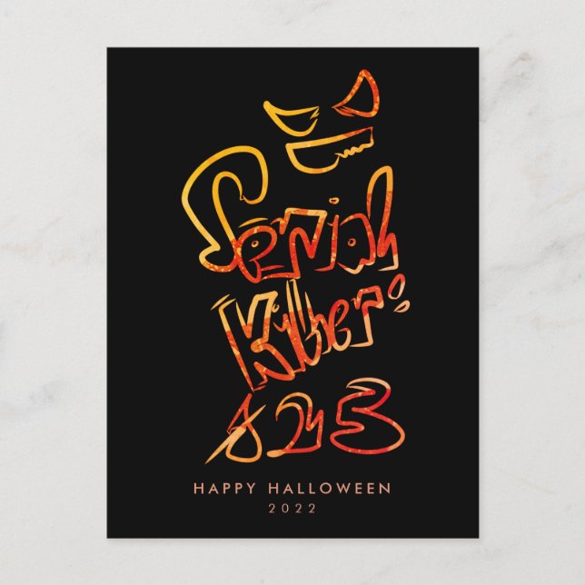 Carte Postale Drôle Serial Killer Typographie Éffrayant Pumbkin (Devant)