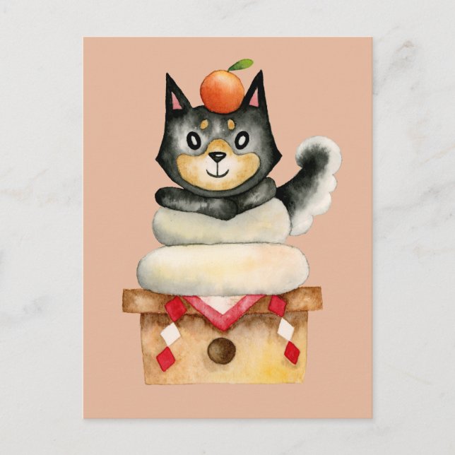 Carte Postale Drôle Shiba Inu Chien Nouvel An Japonais (Devant)