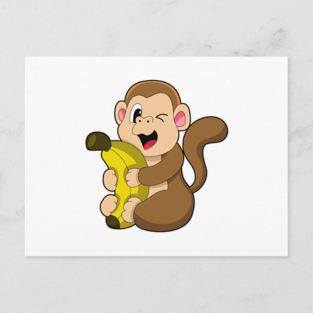Carte Postale Drôle singe avec banane (Devant)