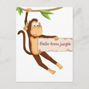 Carte Postale Drôle singe tenant votre texte