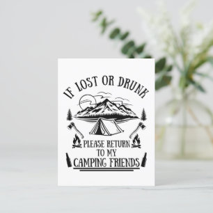 Carte Postale Drôle slogan camper camping à boire des paroles