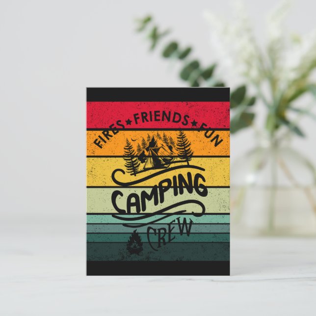 Carte Postale Drôle slogan de l'équipe de camping fun camper ami (Debout devant)