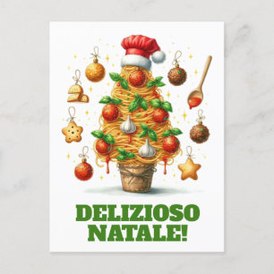 Carte Postale Drôle Spaghetti Arbre de Noël Delizioso Natale!