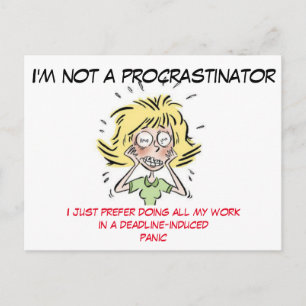 Carte Postale Drôle Stress Out Woman Procrastinator