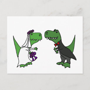 Carte Postale Drôle T-rex Dinosaur Mariée et Mariage de chambre 