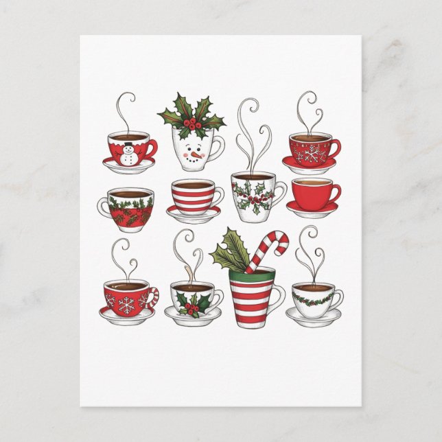 Carte Postale Drôle tasse de thé Noël (Devant)