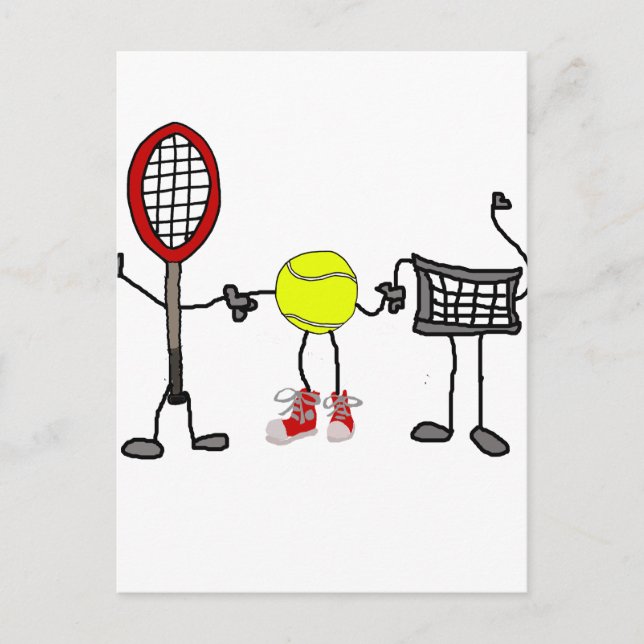 Carte Postale Drôle Tennis Caractères Cartoon Art (Devant)