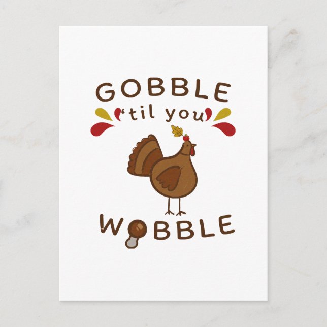 Carte Postale Drôle Thanksgiving - GOBBLE JUSQU'À CE QUE VOUS OB (Devant)