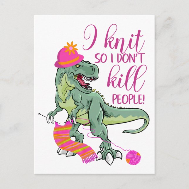 Carte Postale Drôle Tricot Citation Dinosaur (Devant)