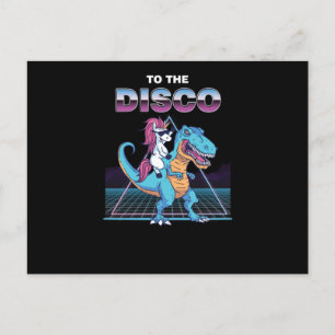 Carte Postale Drôle Unicorne Qui Fait Un Don Dinosaure À La Disc