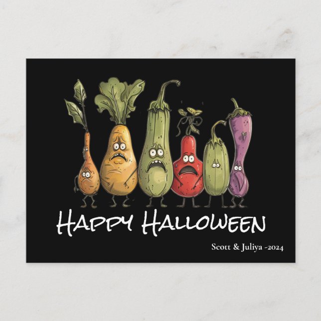 Carte Postale Drôle veggie effrayé noir Halloween (Devant)