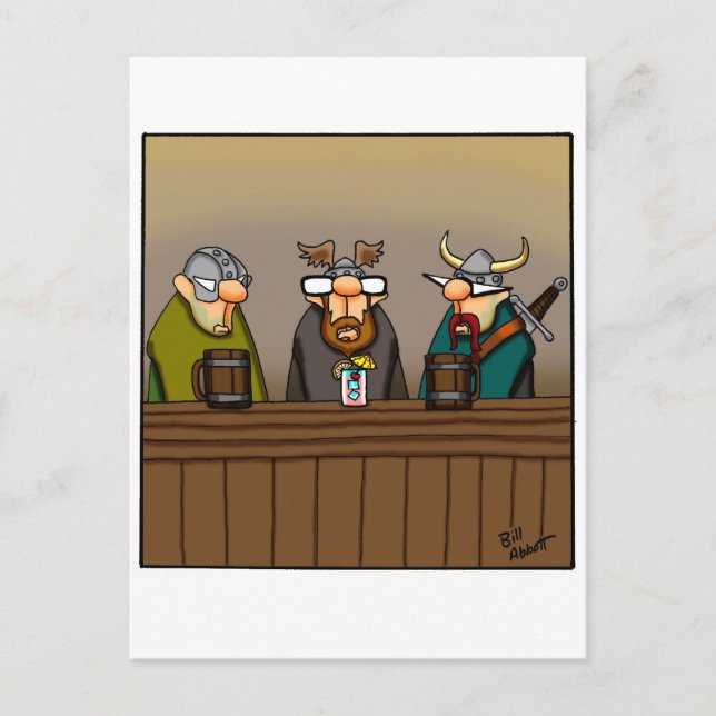 Carte Postale Drôle Viking Dragon Cartoon (Devant)