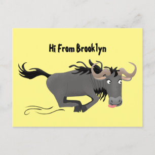Carte Postale Drôle wildebeest tourner dessin animé illustration