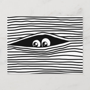 Carte Postale Drôle yeux caricaturaux regarder inaperçu