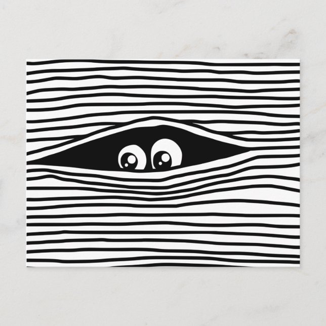 Carte Postale Drôle yeux caricaturaux regarder inaperçu (Devant)