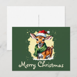 Carte Postale Drôles d'animaux: Spécial Noël - Faon 1
