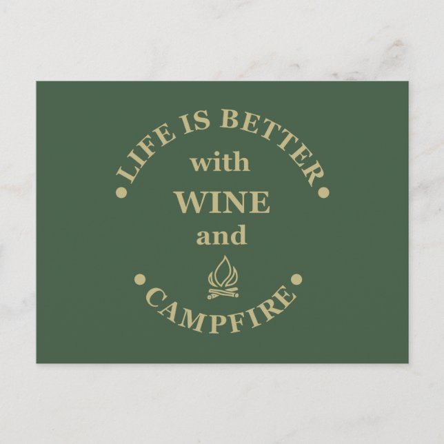 Carte Postale Drôles de citations de camping et de vin (Devant)