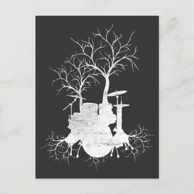 Carte Postale Drum Tree Nature Musique Lover Drummer Art (Devant)