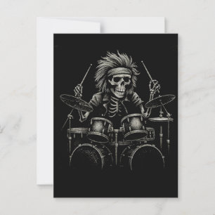 Carte Postale Drummer de Skeleton Rock - Musique Éffrayante d'Ha