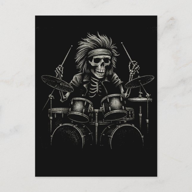 Carte Postale Drummer de Skeleton Rock - Musique Éffrayante d'Ha (Devant)