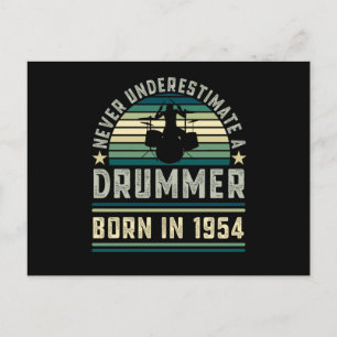 Carte Postale Drummer né 1954 70e anniversaire Drumming Dons