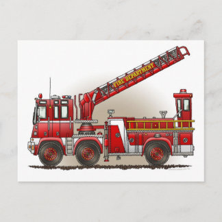 Carte postale du camion-citerne pour pompiers à cr