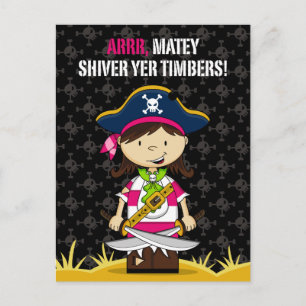 Carte postale du capitaine de pirate fille